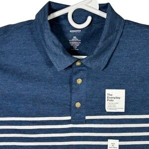 Sonoma Goods For Life Mens XL Blue White Stripe Everyday Polo Shirt Short Sleeve